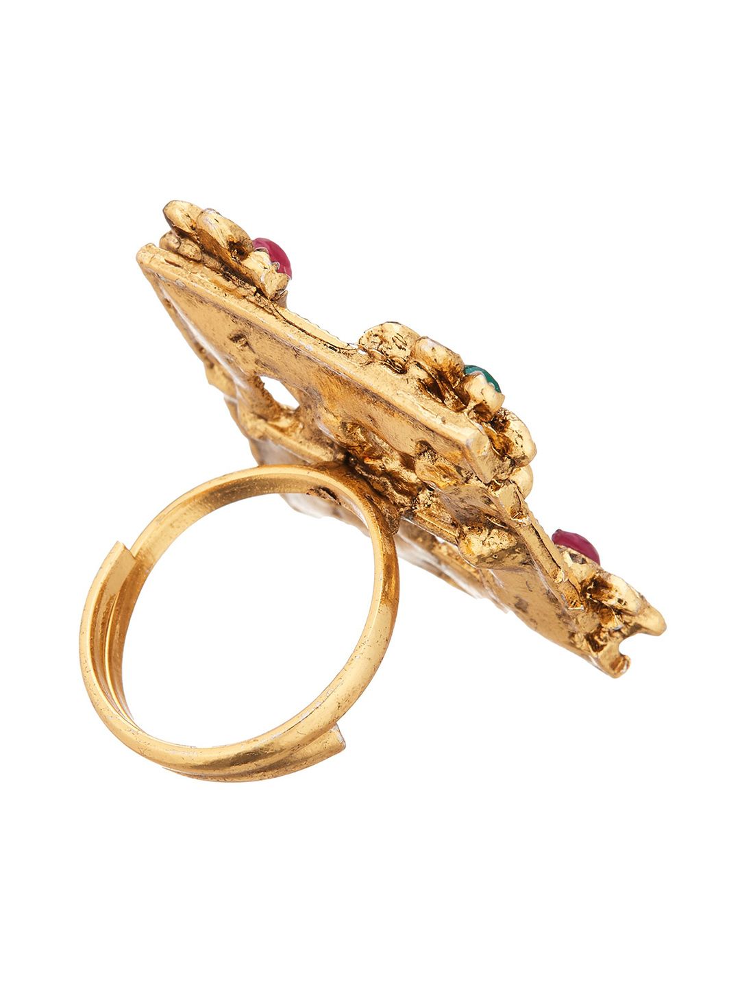 ATIBELLE Gold-Plated Stone-Studded Adjustable Finger Ring