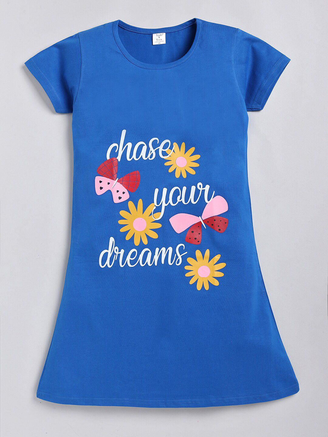 Todd N Teen Girls Typography Printed Cotton T-Shirt Nightdress-image-17