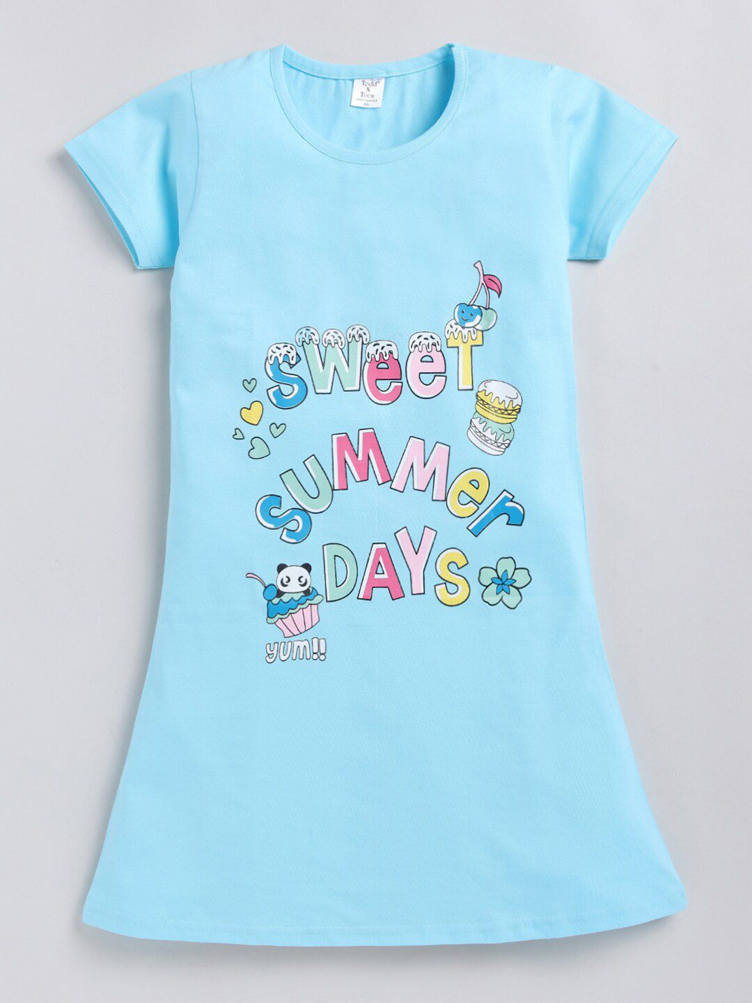Todd N Teen Girls Typography Printed Cotton Nightdress-image-2