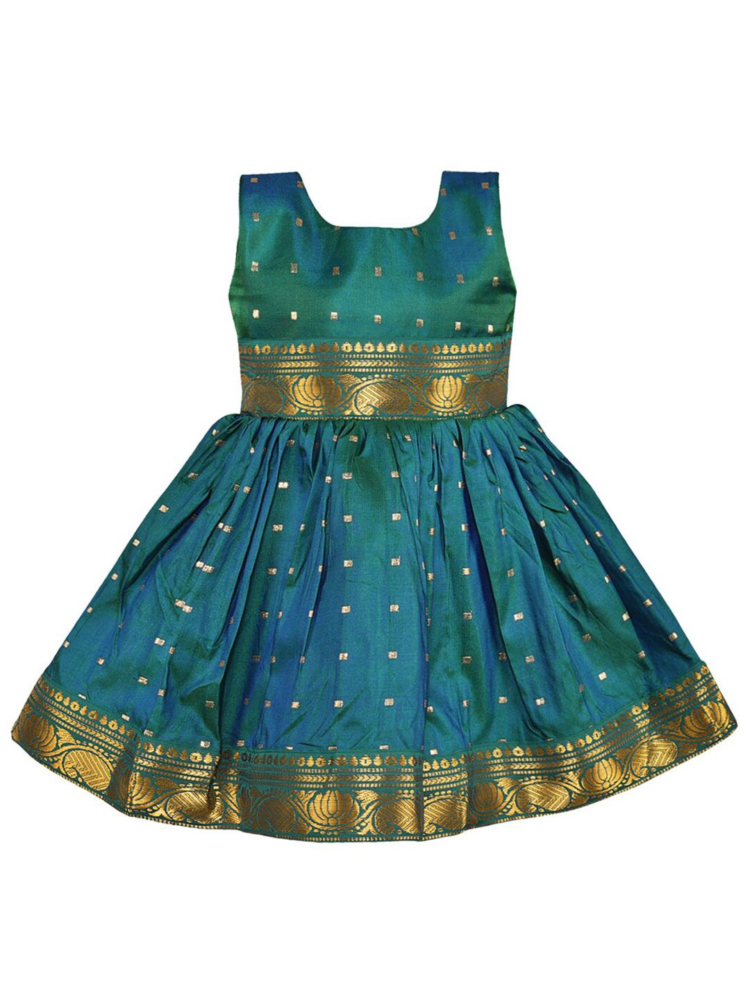 Wish Karo Ethnic Motif Zari Satin Fit & Flare Dress-picture-0