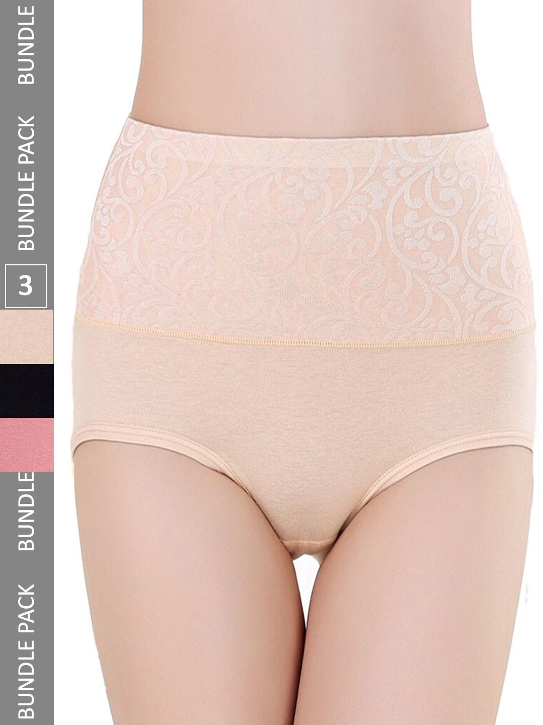 PLUMBURY Pack Of 3 Seamless High Waist Tummy Shaper Briefs PLPANTY22121744L-picture-30