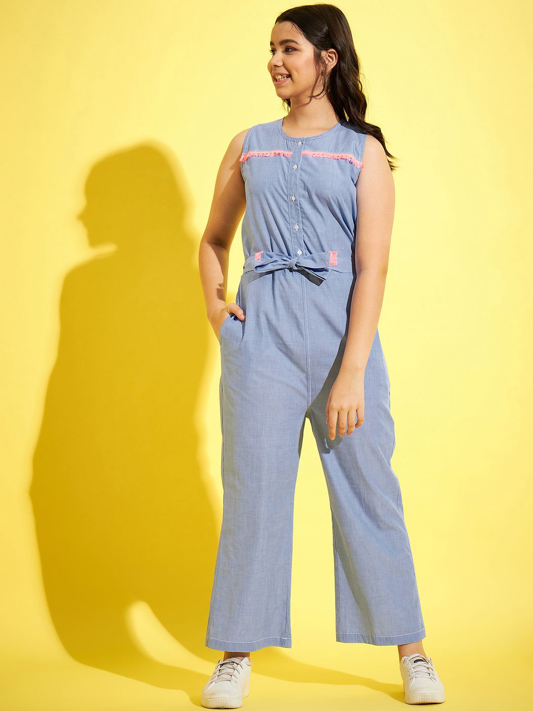 StyleStone Girls Printed Sleeveless Cotton Basic Jumpsuit-picture-11
