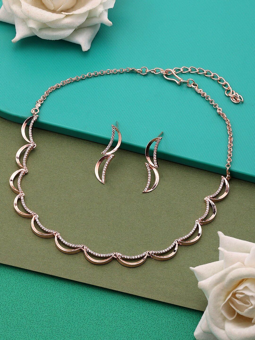 AMI Rose Gold-Plated CZ-Studded Necklace and Earrings-picture-37