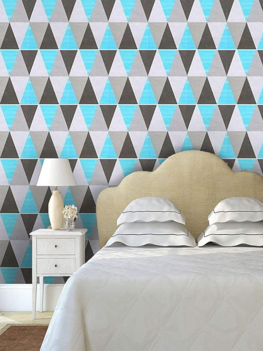 Jaamso Royals Sky Blue & Grey Triangle Self-adhesive & Waterproof Wallpaper-picture-38