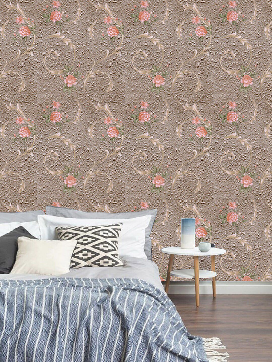 Jaamso Royals Brown Floral Print Self-Adhesive Wallpaper-picture-18
