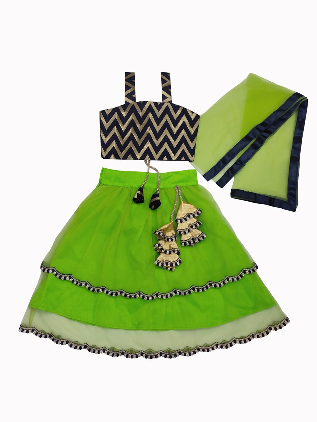 BAESD Girls Geometric Printed Lehenga With Blouse & Dupatta-picture-36