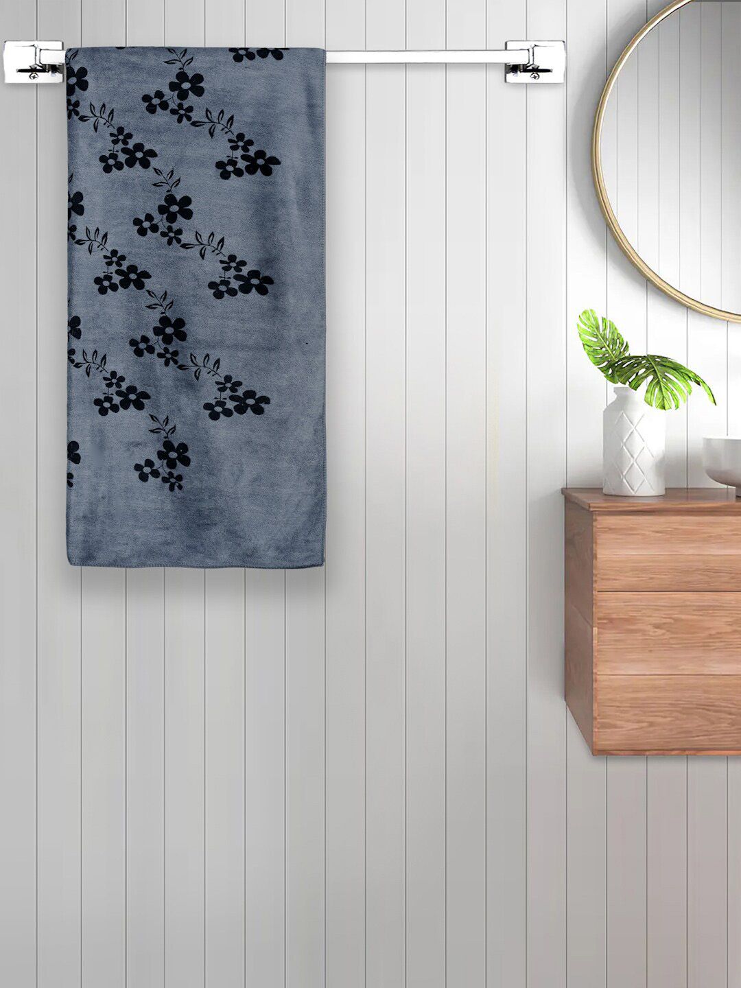 FABINALIV Grey Printed 420 GSM Cotton Bath Towel-picture-40