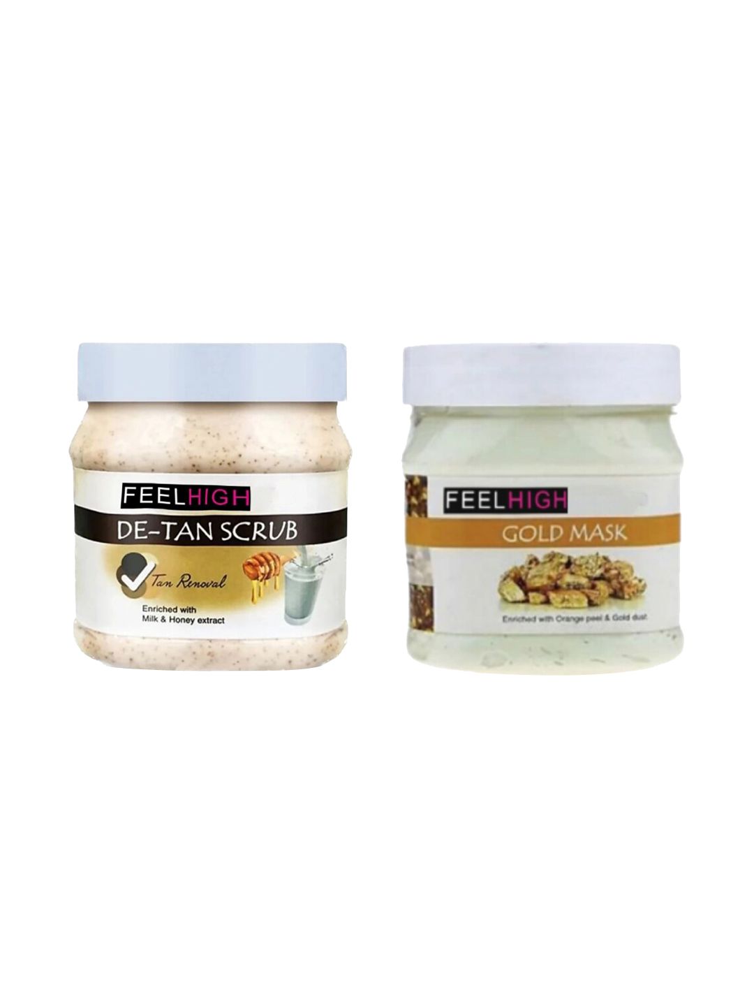 FEELHIGH Set of De-Tan Body Scrub & Gold with Orange Peel Mask - 500 ml each-image-43