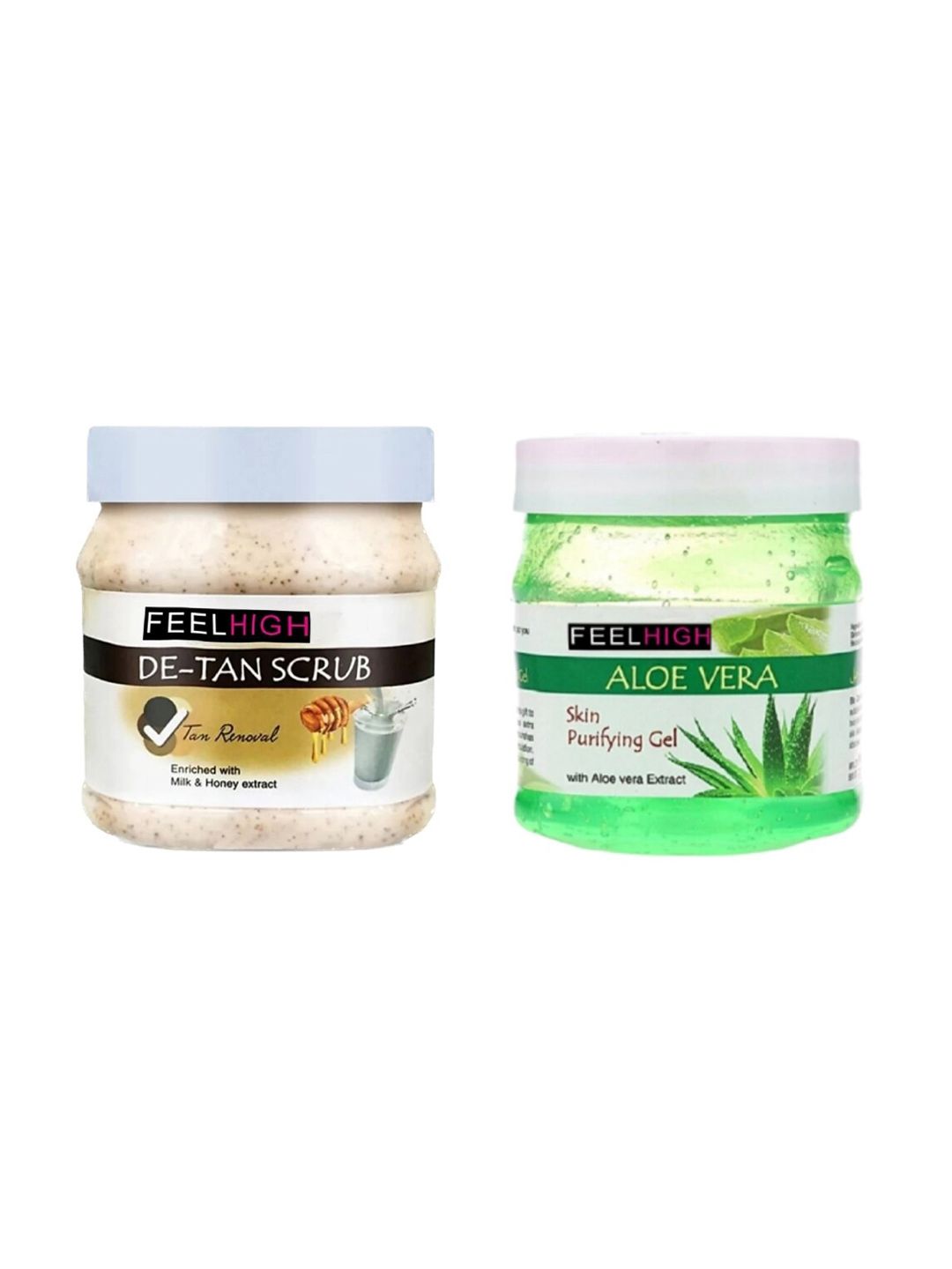 FEELHIGH Set Of 2 Face & Body De-tan Tan Removal Scrub & Aloevera Gel-500ml Each-picture-10