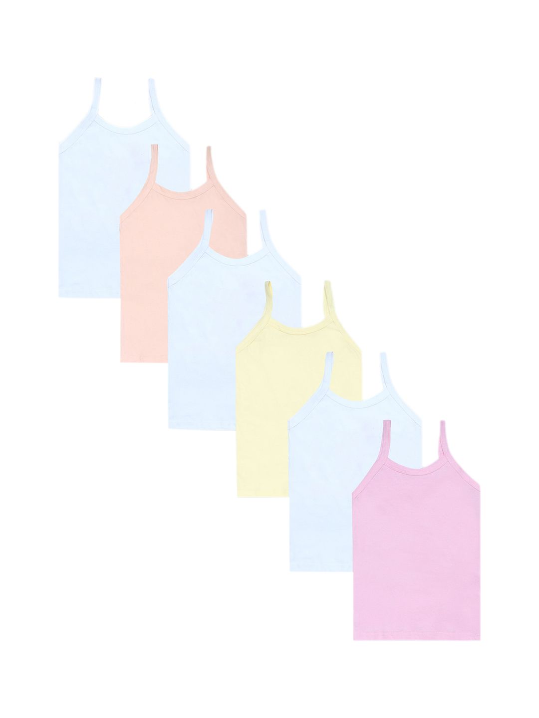 carelove CAREPLUS Girls Pack Of 6 Pure Cotton Camisoles-picture-22