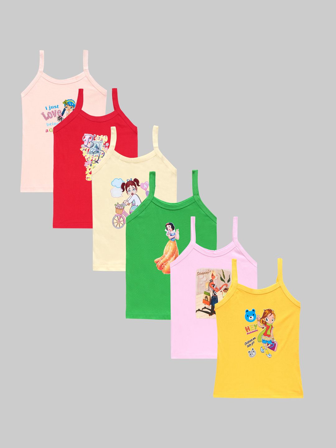 carelove CAREPLUS Girls Pack Of 6 Pure Cotton Camisoles-picture-48