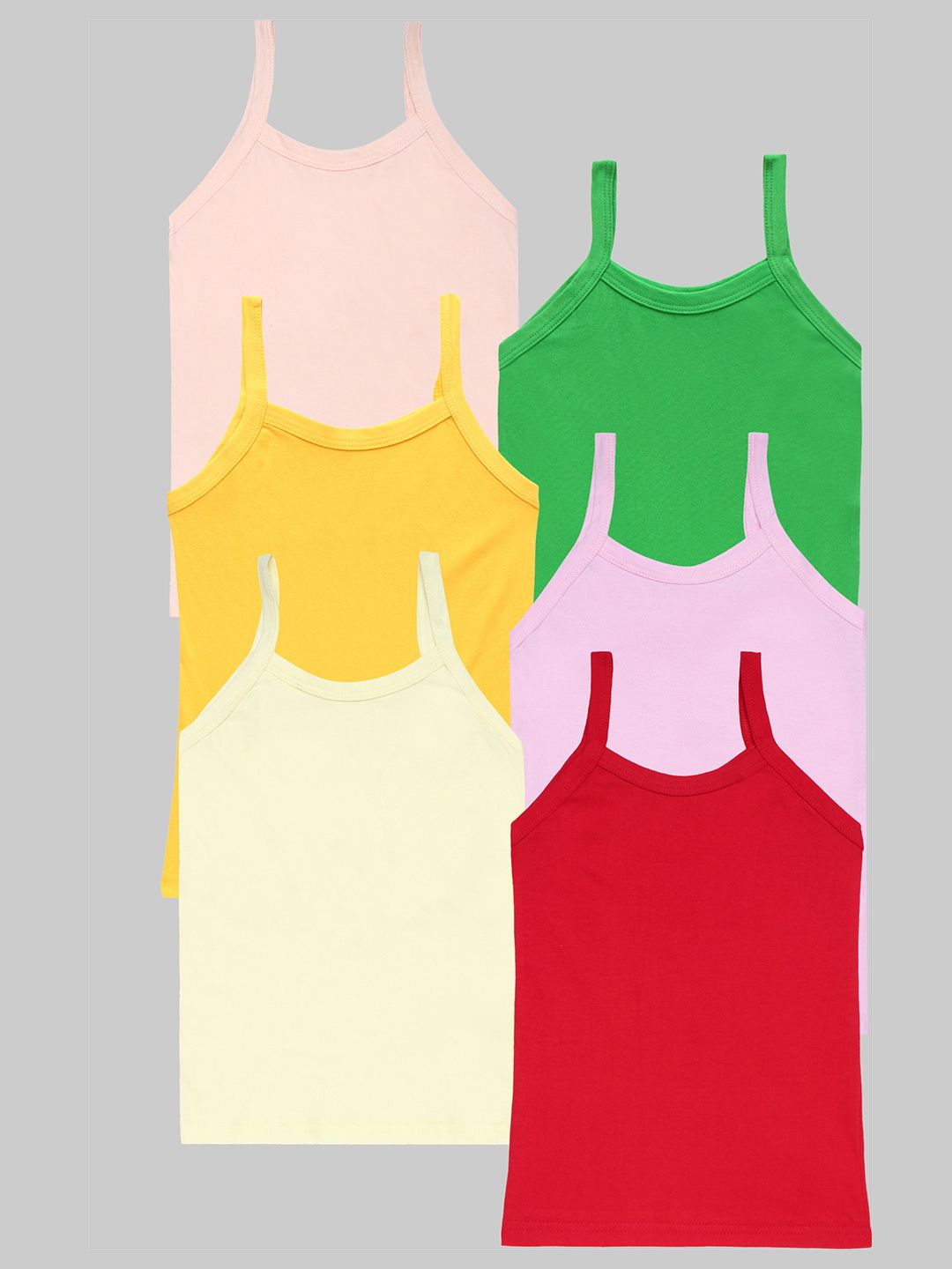 carelove CAREPLUS Girls Pack Of 6 Pure Cotton Camisoles-picture-41