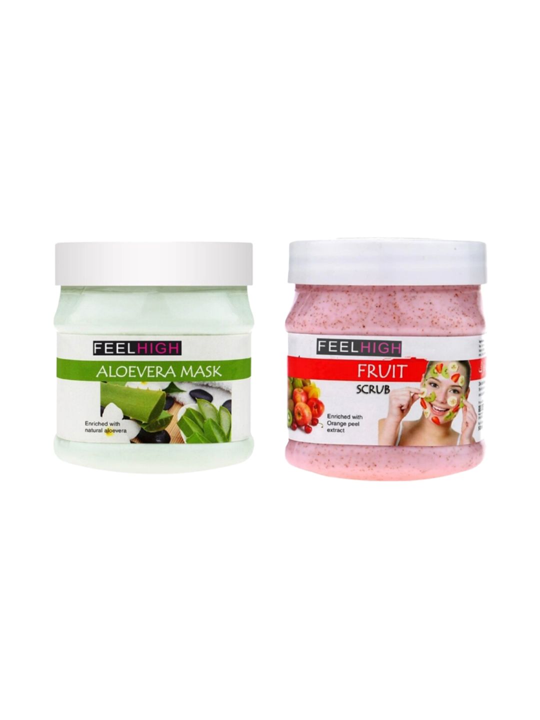 FEELHIGH Set Of 2 Face & Body Aloevera Mask & Fruit Scrub-500ml Each-picture-28