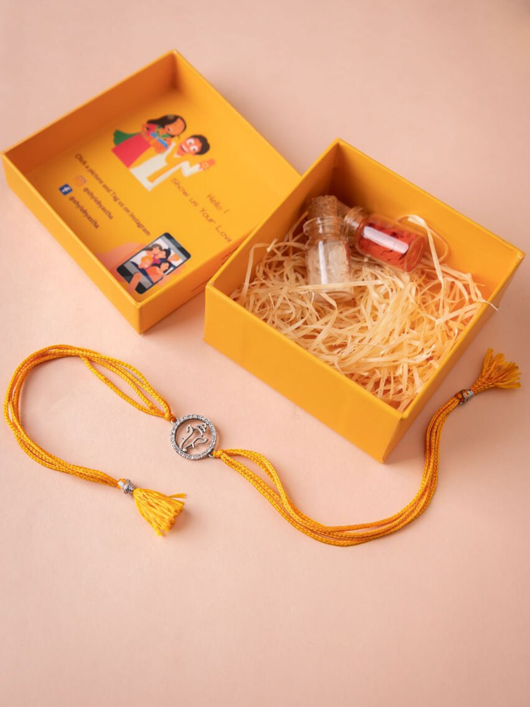 Shyle 925 Sterling Silver Stone-Studded Ganesha Charm Rakhi With Roli & Chawal & Gift Box-image-26