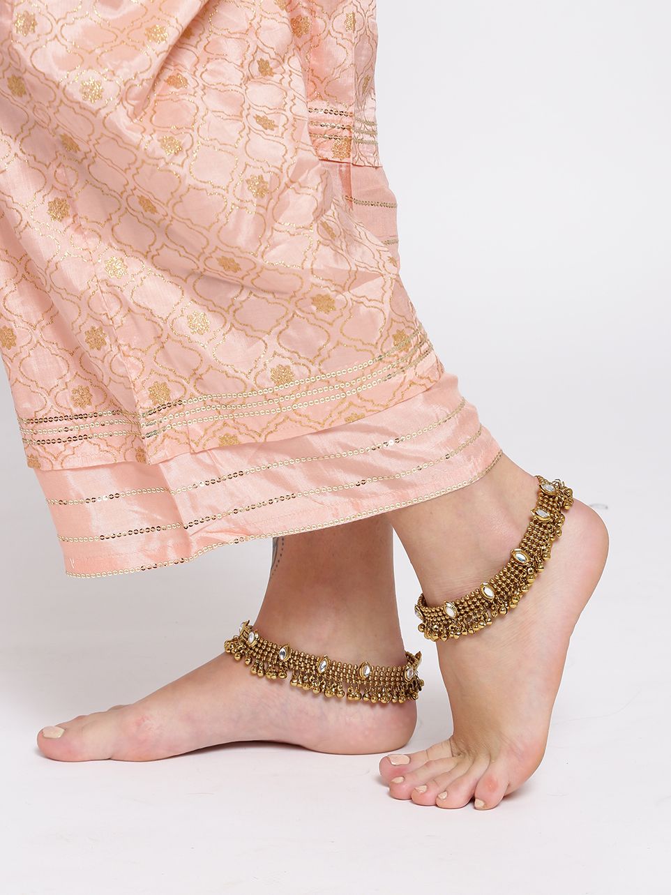 YouBella Gold-Toned Stone-Studded Anklets-picture-34
