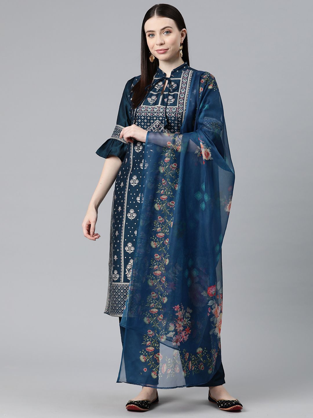 V TRADITION Ethnic Motifs Printed Regular Kurta with Trousers & Dupatta