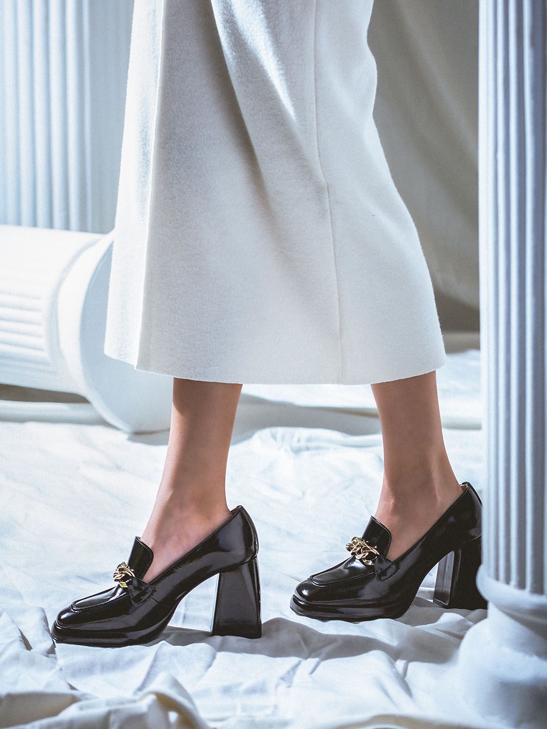 Saint G Black Leather Block Pumps With Buckles-picture-32
