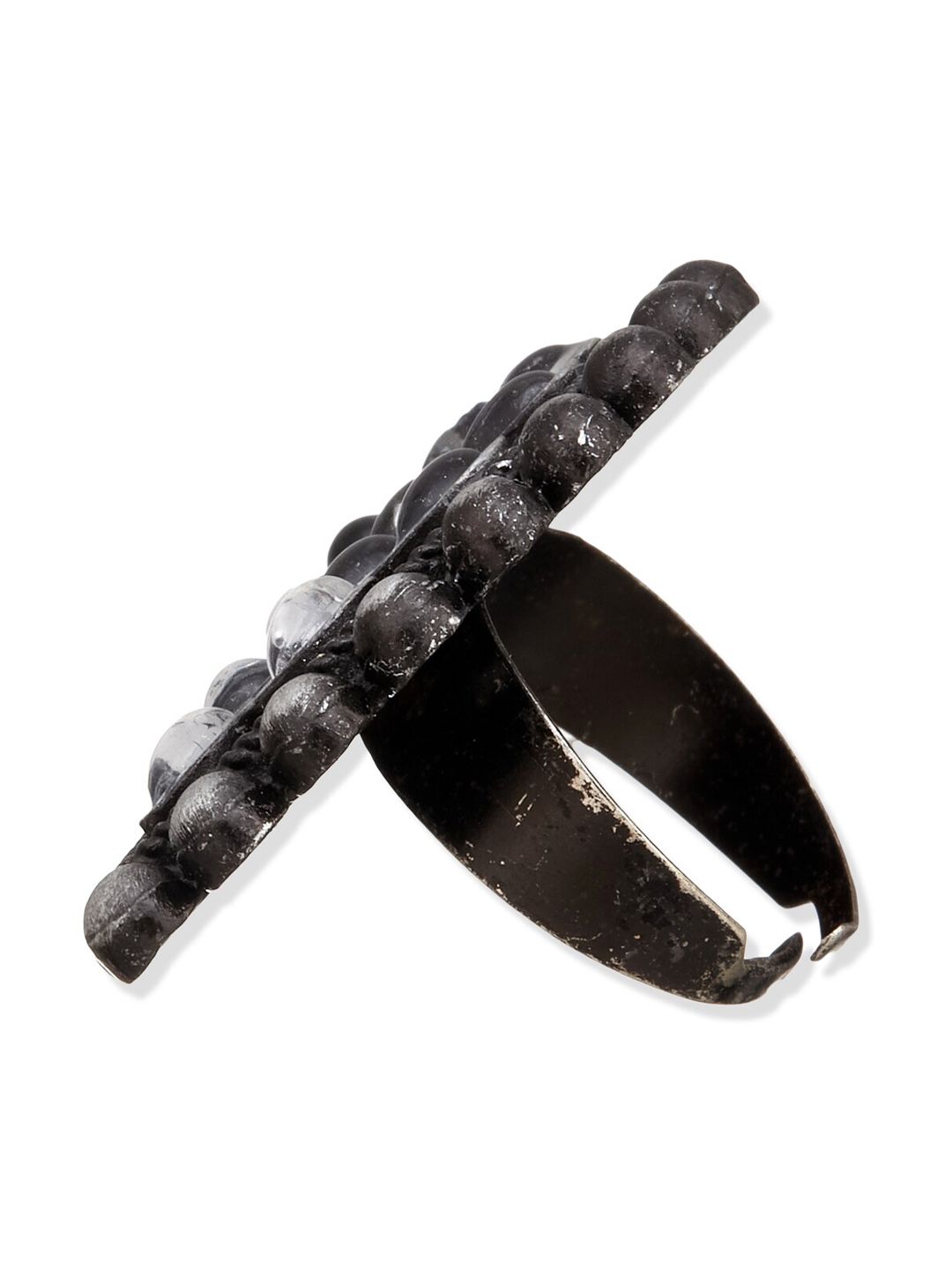 ATIBELLE Set Of 2 Silver-Plated Stone-Studded Finger Rings