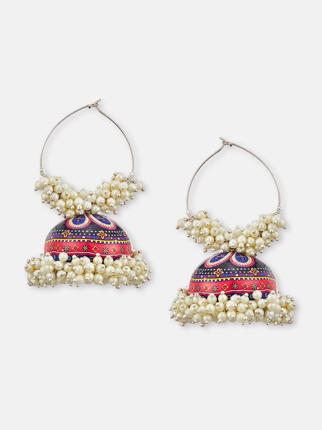 ATIBELLE German Silver Silver-Plated Dome Shaped Jhumkas