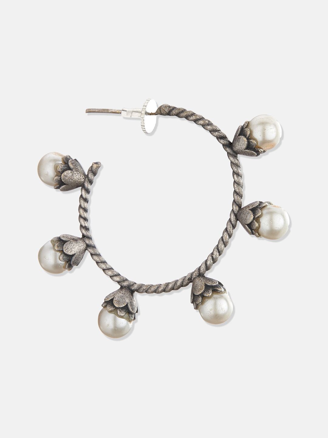 ATIBELLE Set Of 2 Silver-Plated Contemporary Hoop Earrings