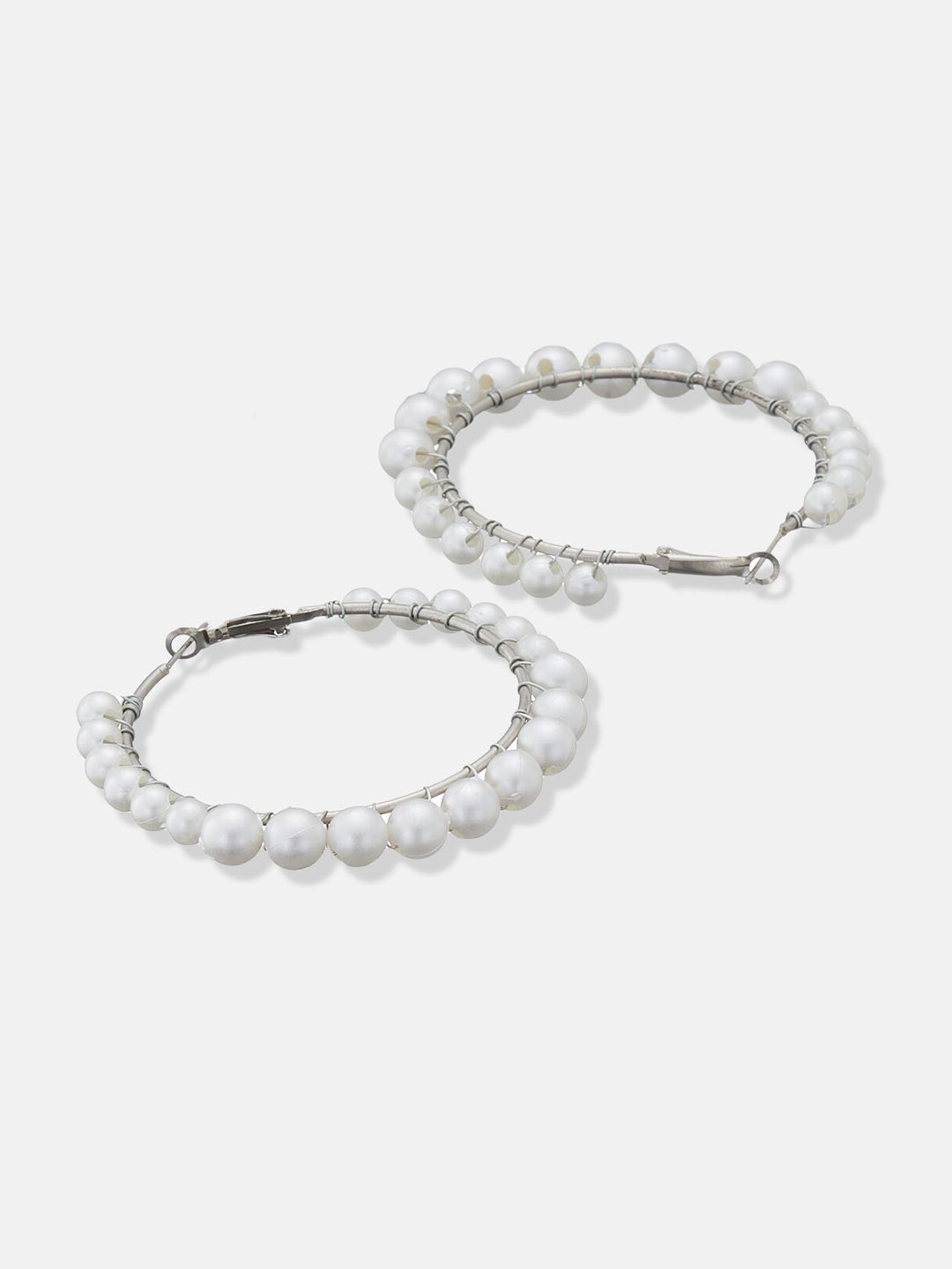 ATIBELLE Set Of 2 Silver-Plated Contemporary Hoop Earrings