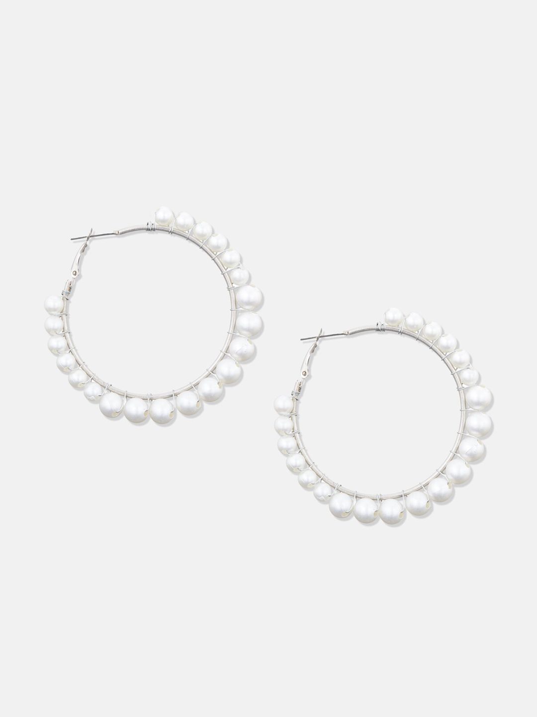 ATIBELLE Set Of 2 Silver-Plated Contemporary Hoop Earrings