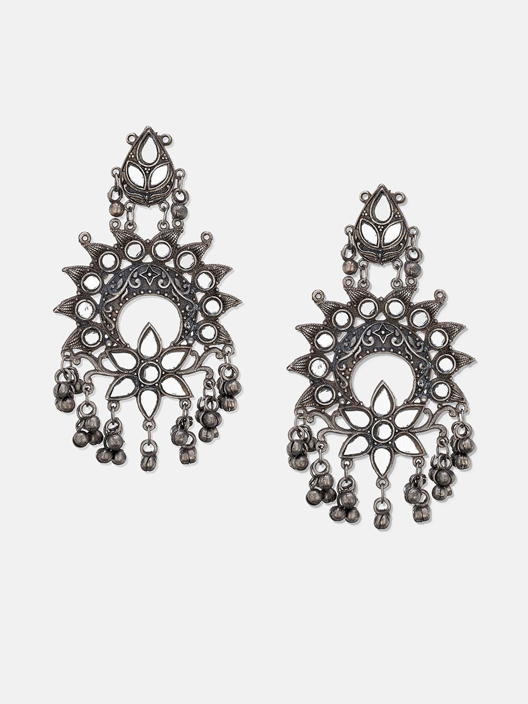 ATIBELLE German Silver Silver-Plated Contemporary Drop Earrings
