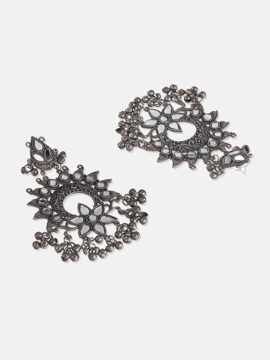 ATIBELLE German Silver Silver-Plated Contemporary Drop Earrings