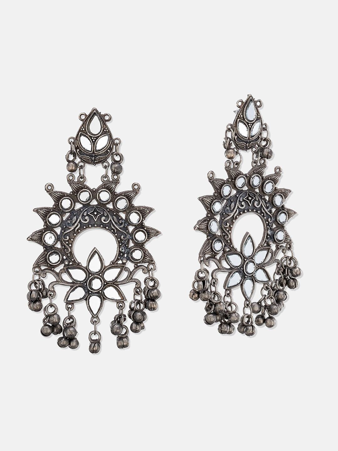 ATIBELLE German Silver Silver-Plated Contemporary Drop Earrings