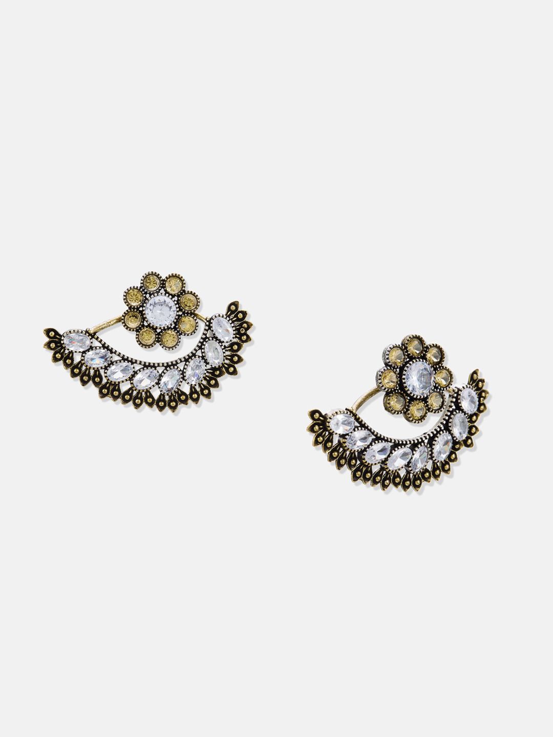 ATIBELLE Set Of 4 German Silver Silver-Plated Contemporary Drop Earrings