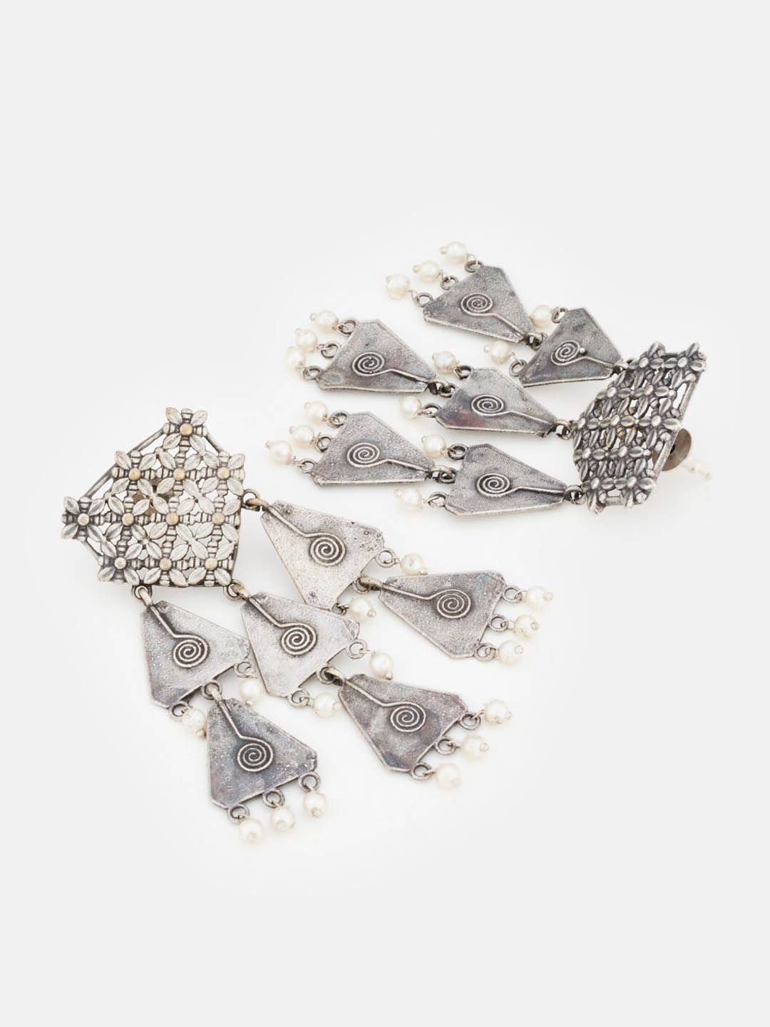 ATIBELLE German Silver Silver-Plated Contemporary Drop Earrings