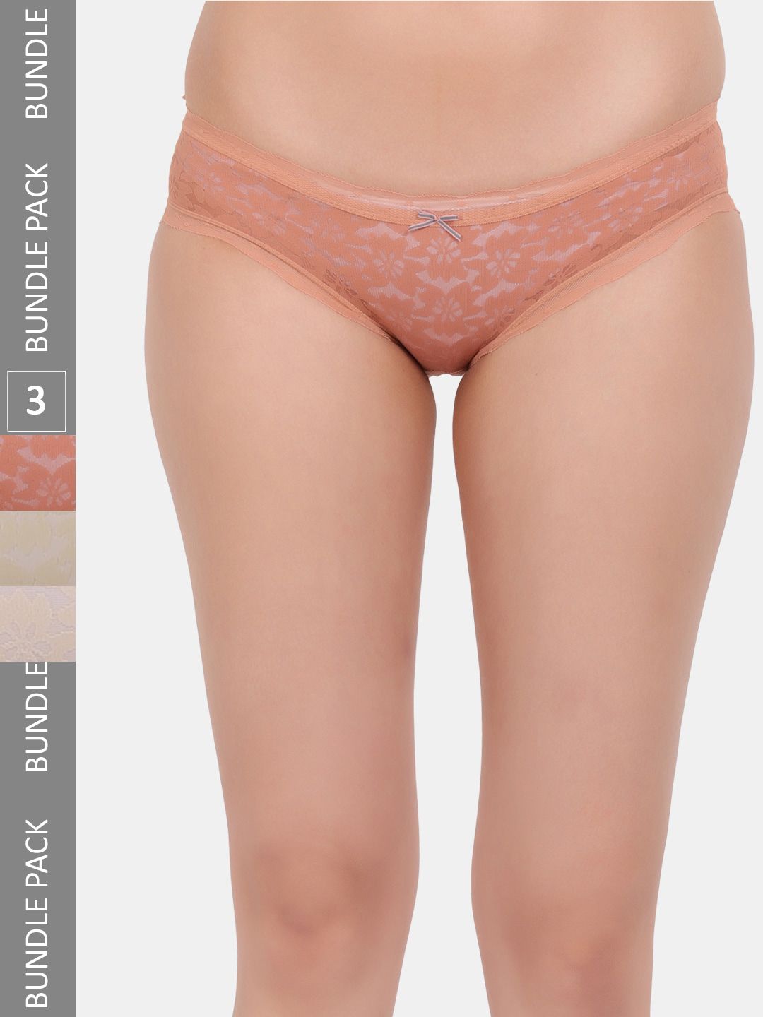 Amour Secret Pack Of 3 Self Design Laced Leaf Proof Hipster Briefs-picture-41