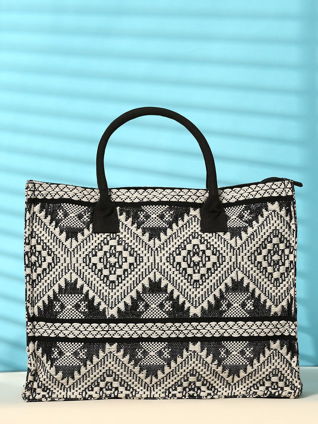 Anouk Black Ethnic Motifs Self Design Oversized Shopper Handheld Bag-picture-37