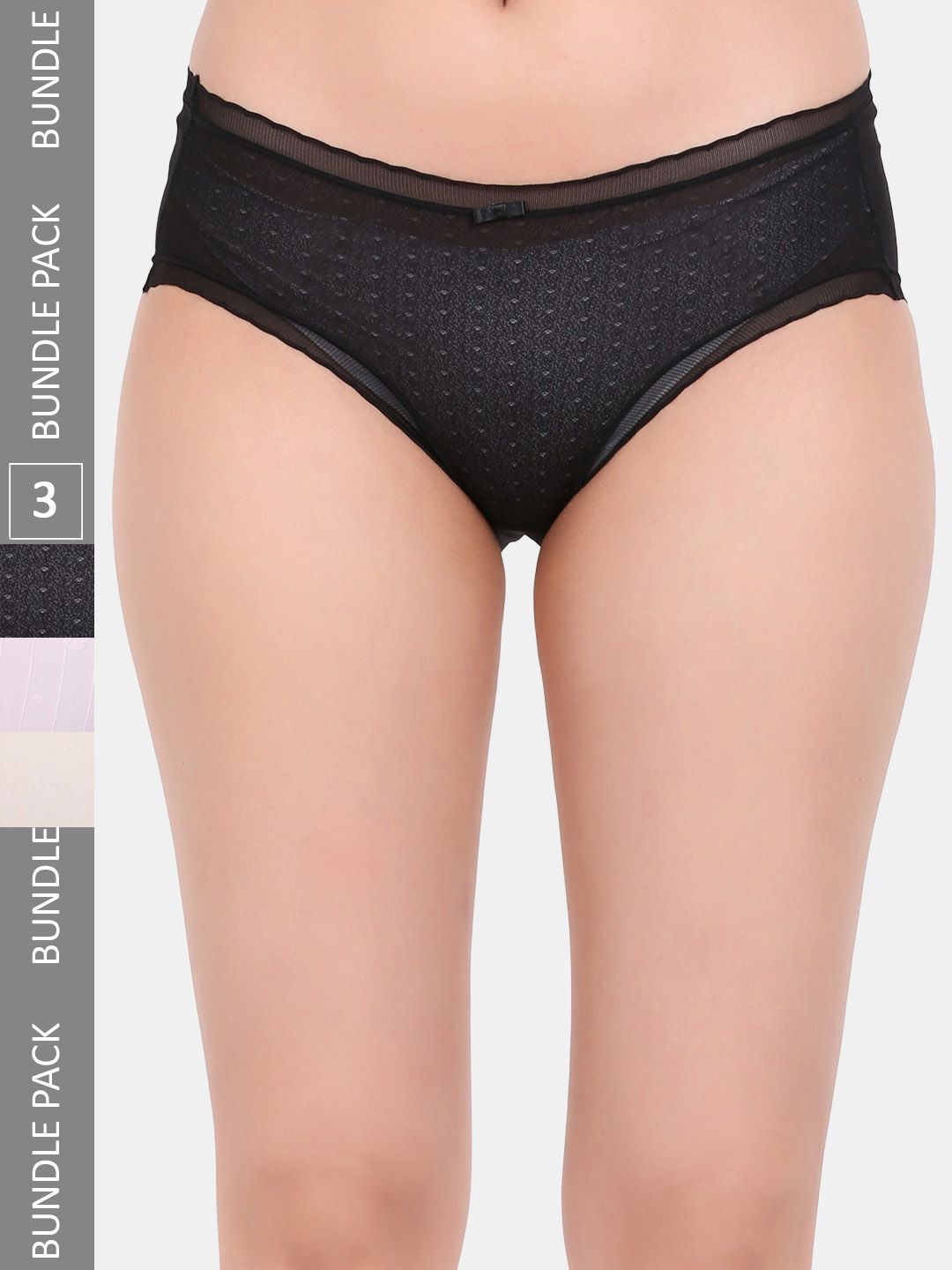 Amour Secret Pack Of 3 Printed Mid-Rise Leak-Proof Hipster Briefs P2036C_Blk_Pnk_Ylw-Blk-picture-32