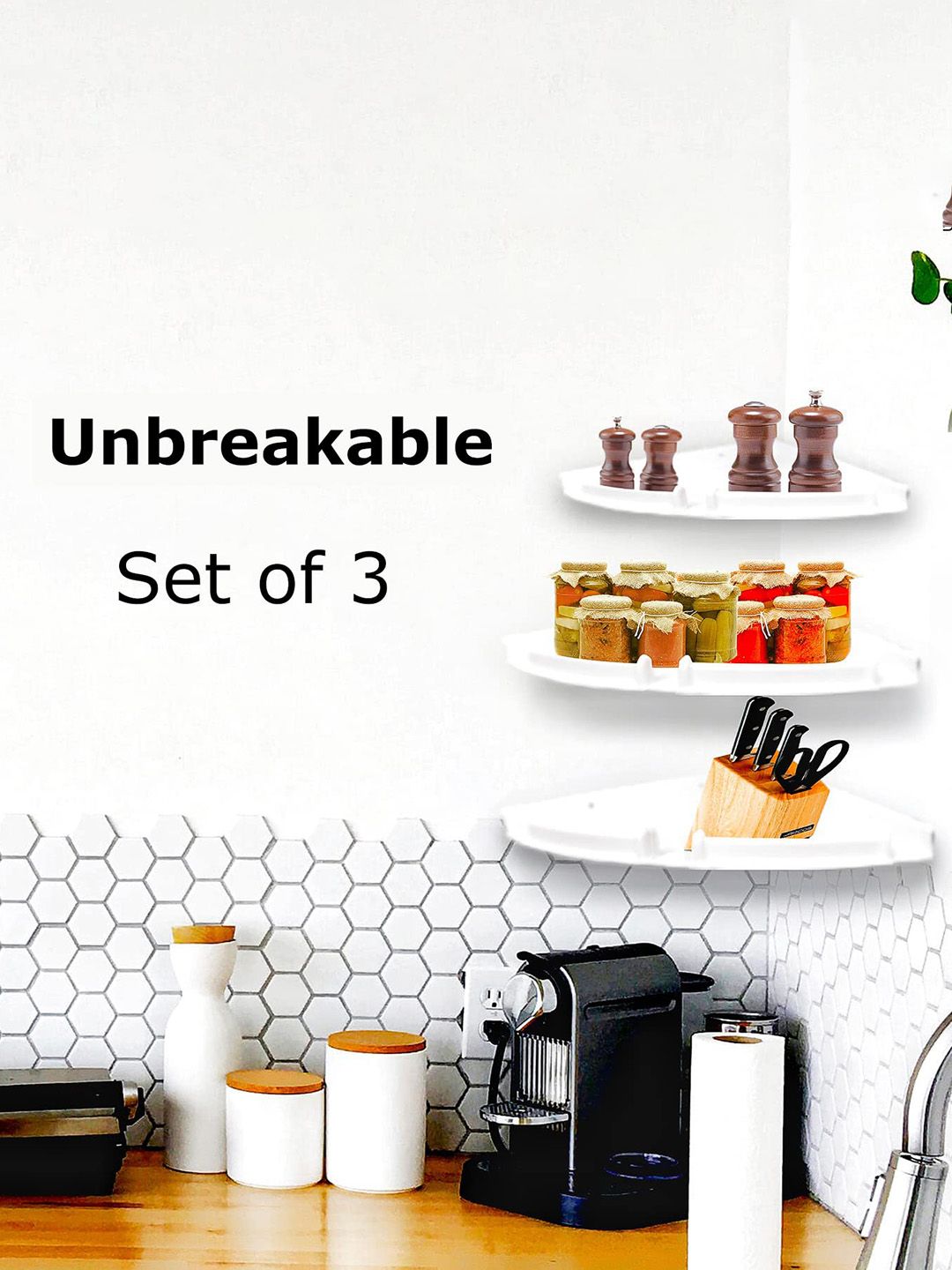 DALUCI White 3 Pieces MDF Unbreakable Bathroom Corner Shelves-image-33