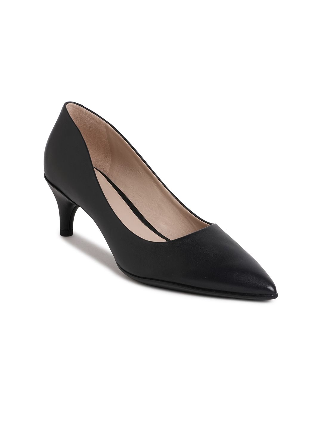 ECCO Shape Stiletto 45 Pointed Toe Leather Kitten Pumps-picture-1