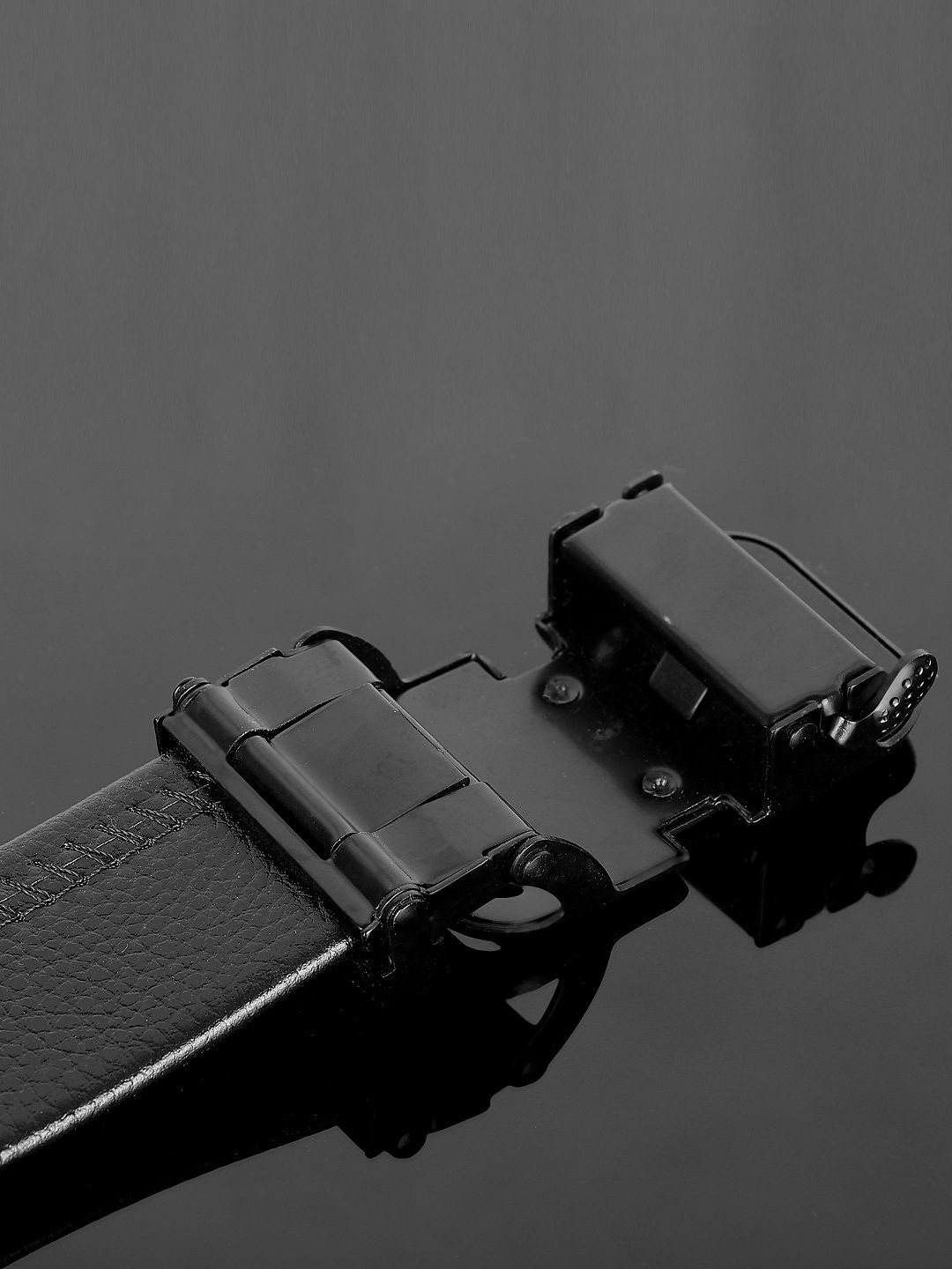 ZEVORA Men Black Leather Belt-image-45