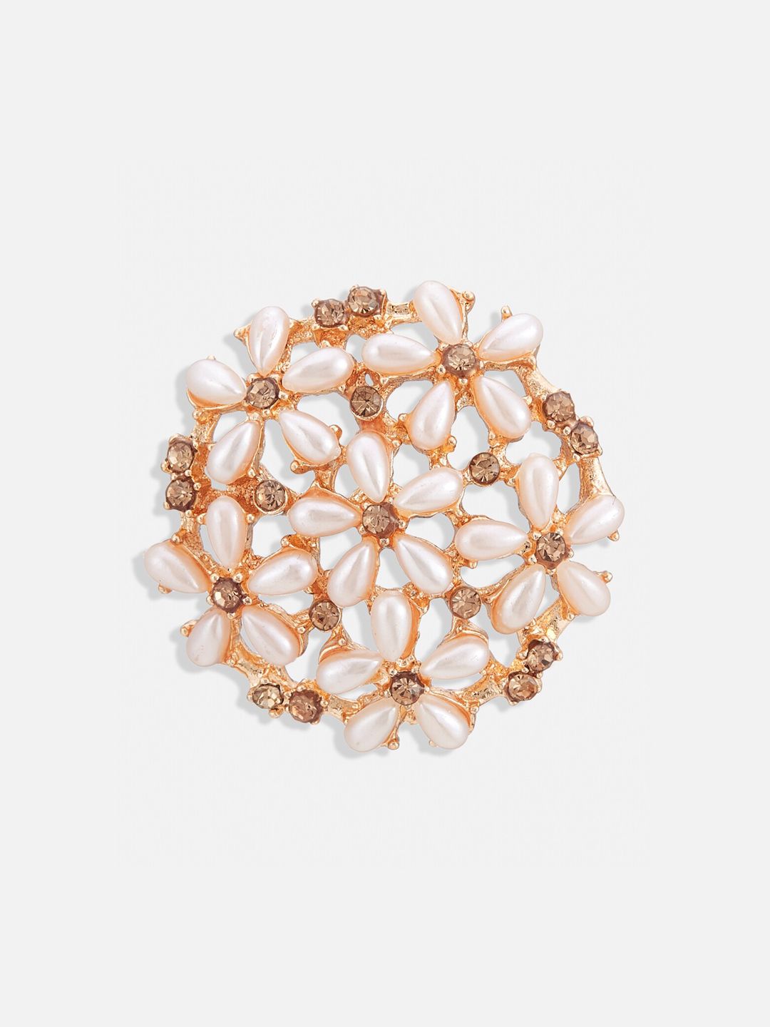 ATIBELLE Set Of 2 Gold Plated Kundan Stone Studded Floral Stud Earrings