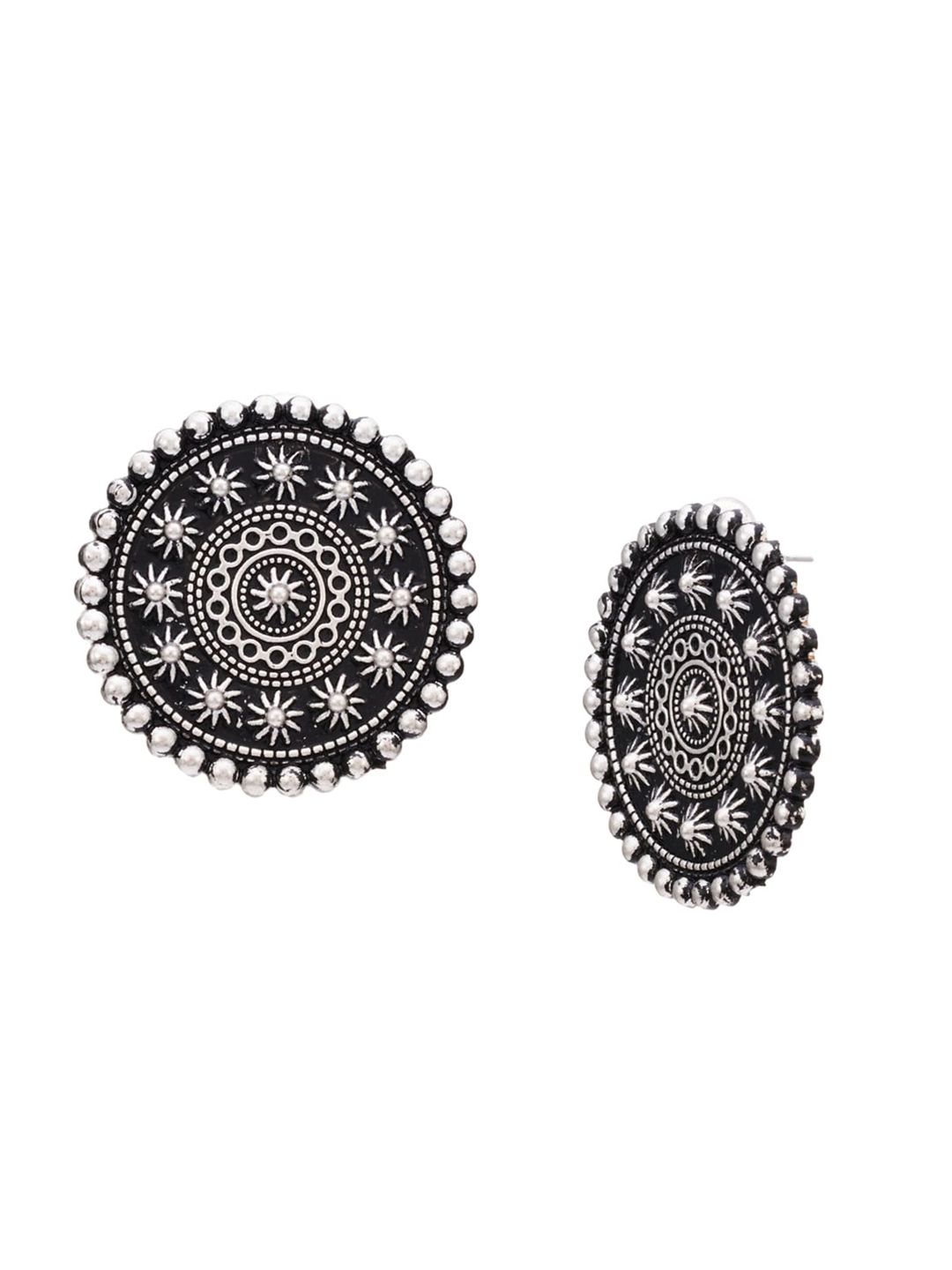 ATIBELLE Set Of 2 Silver-Plated Pearls Beaded Studs Earrings