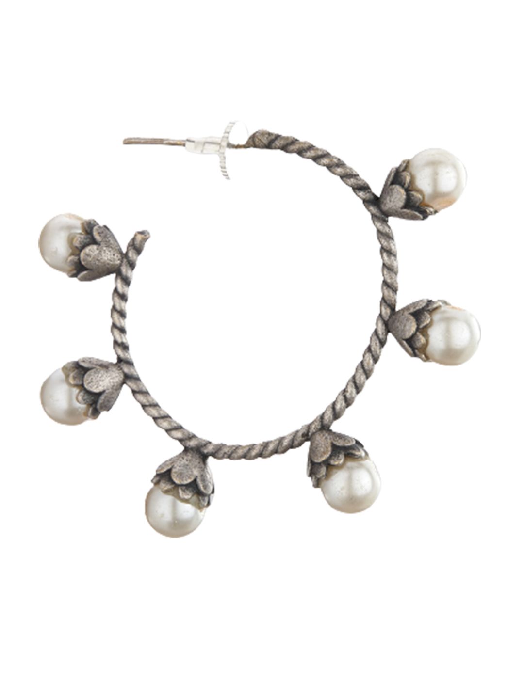 ATIBELLE Set Of 2 Silver-Plated Pearls Beaded Studs Earrings
