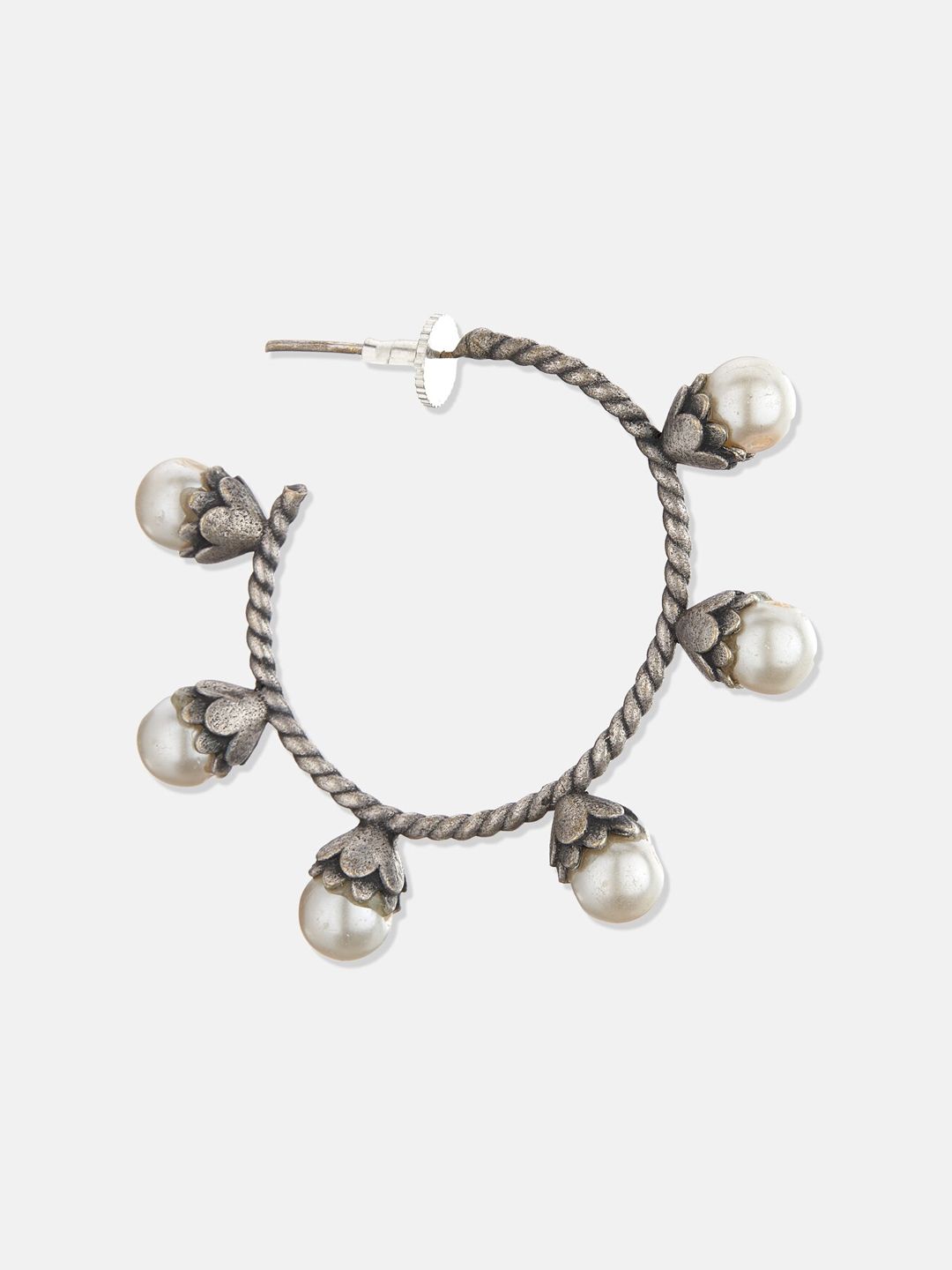 ATIBELLE Set Of 2 Silver-Toned Stud And Hoop Earrings