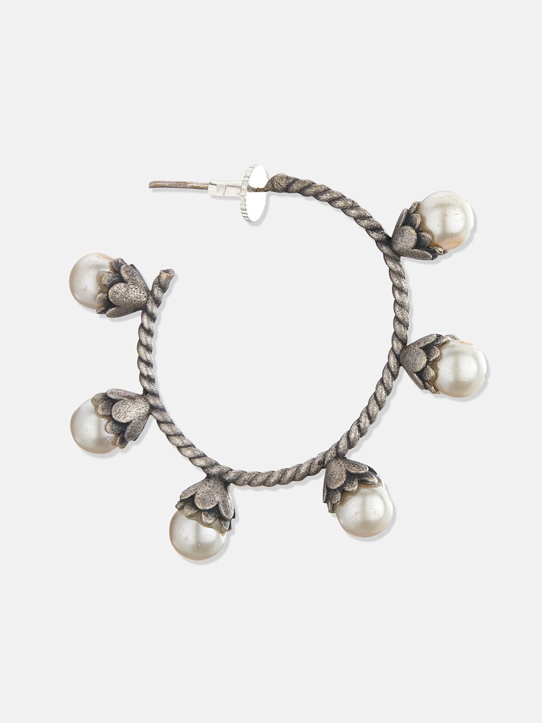 ATIBELLE Set Of 2 Silver-Toned Stud And Hoop Earrings