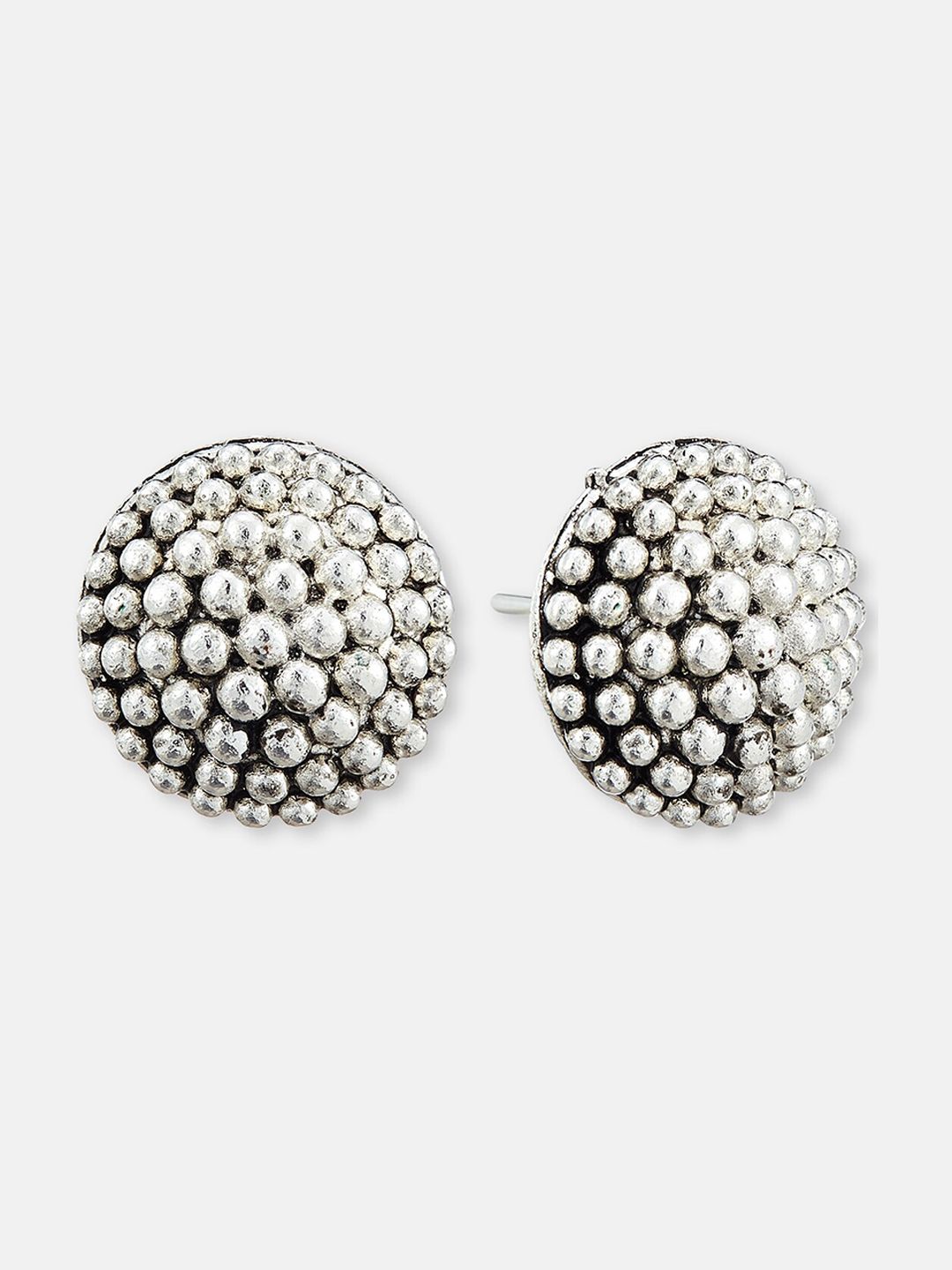ATIBELLE Set Of 2 Silver-Toned Stud And Hoop Earrings