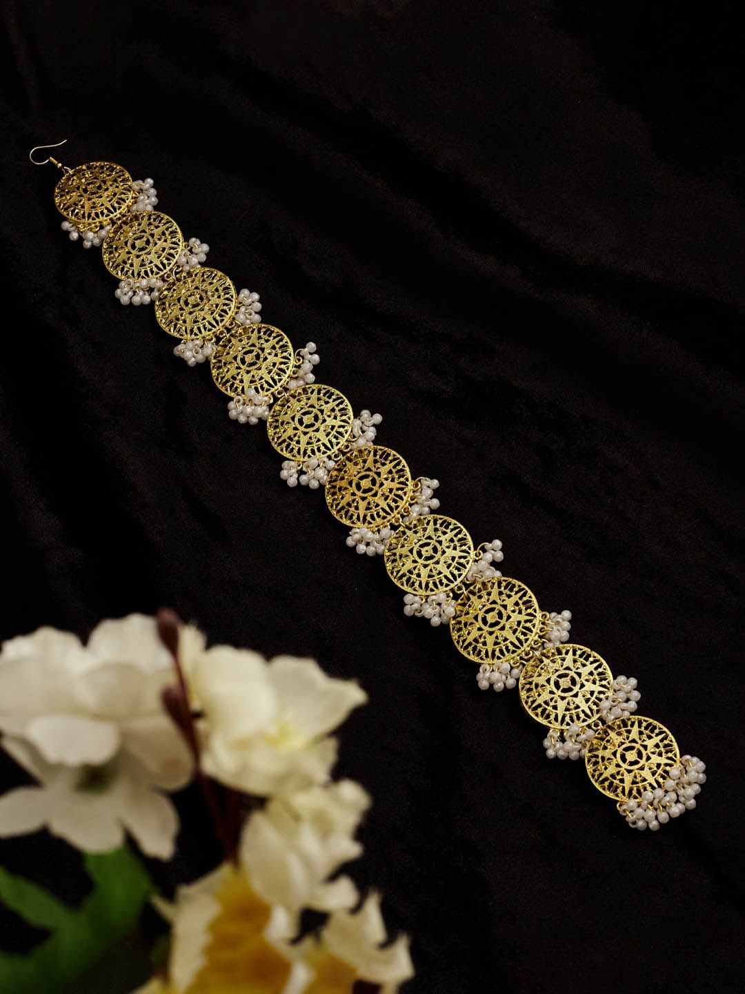 ATIBELLE Gold-Plated Beaded Hair Bun Pin