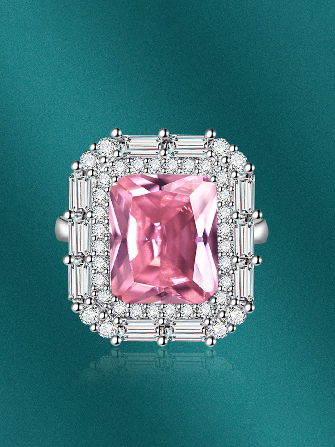 Designs & You Silver-Plated CZ-Studded Adjustable Finger Rings-picture-22