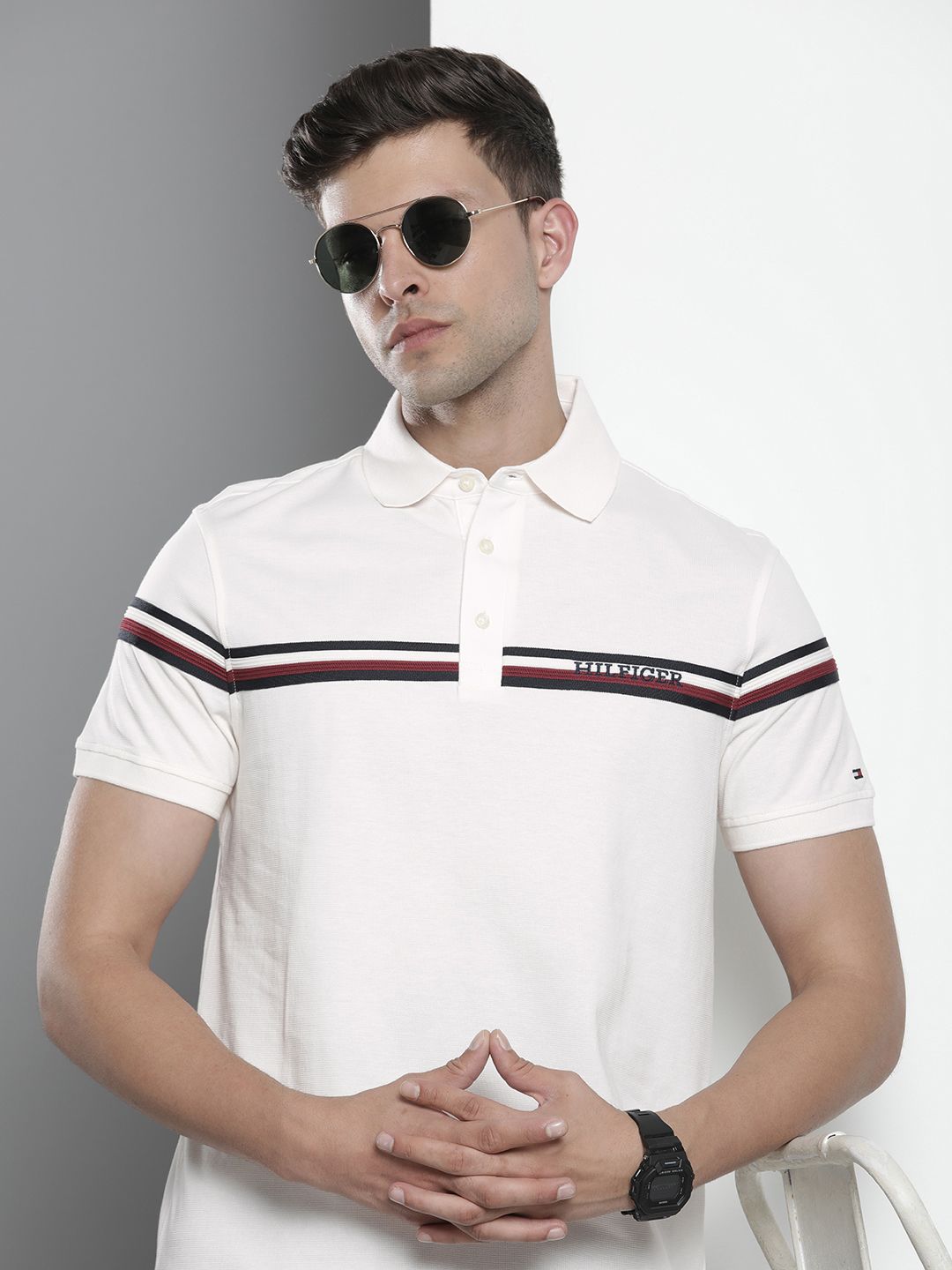 Tommy Hilfiger Pure Cotton Brand Logo Printed Polo Collar Casual T