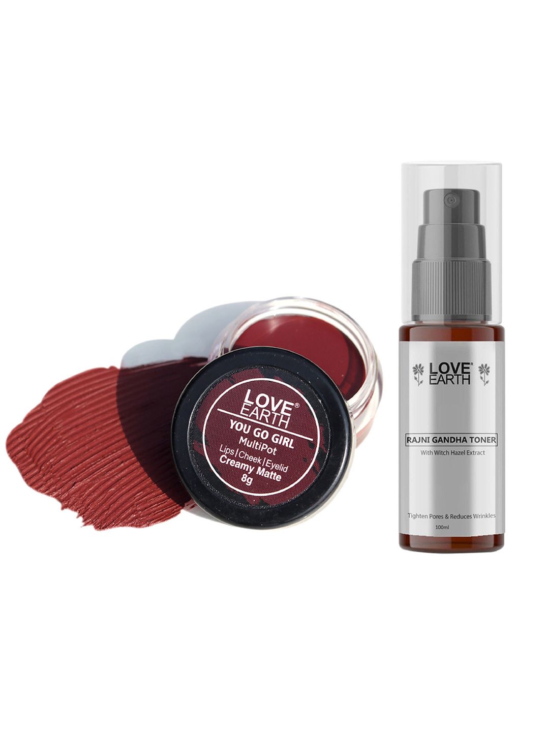 LOVE EARTH Multipot Lip-Cheek-Eyelid Tint 8g & Rajni Gandha Face Toner 100ml-picture-20