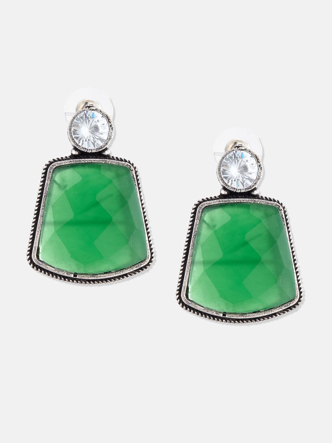 ATIBELLE Set Of 2 Silver-Plated German Silver Contemporary Drop Earrings