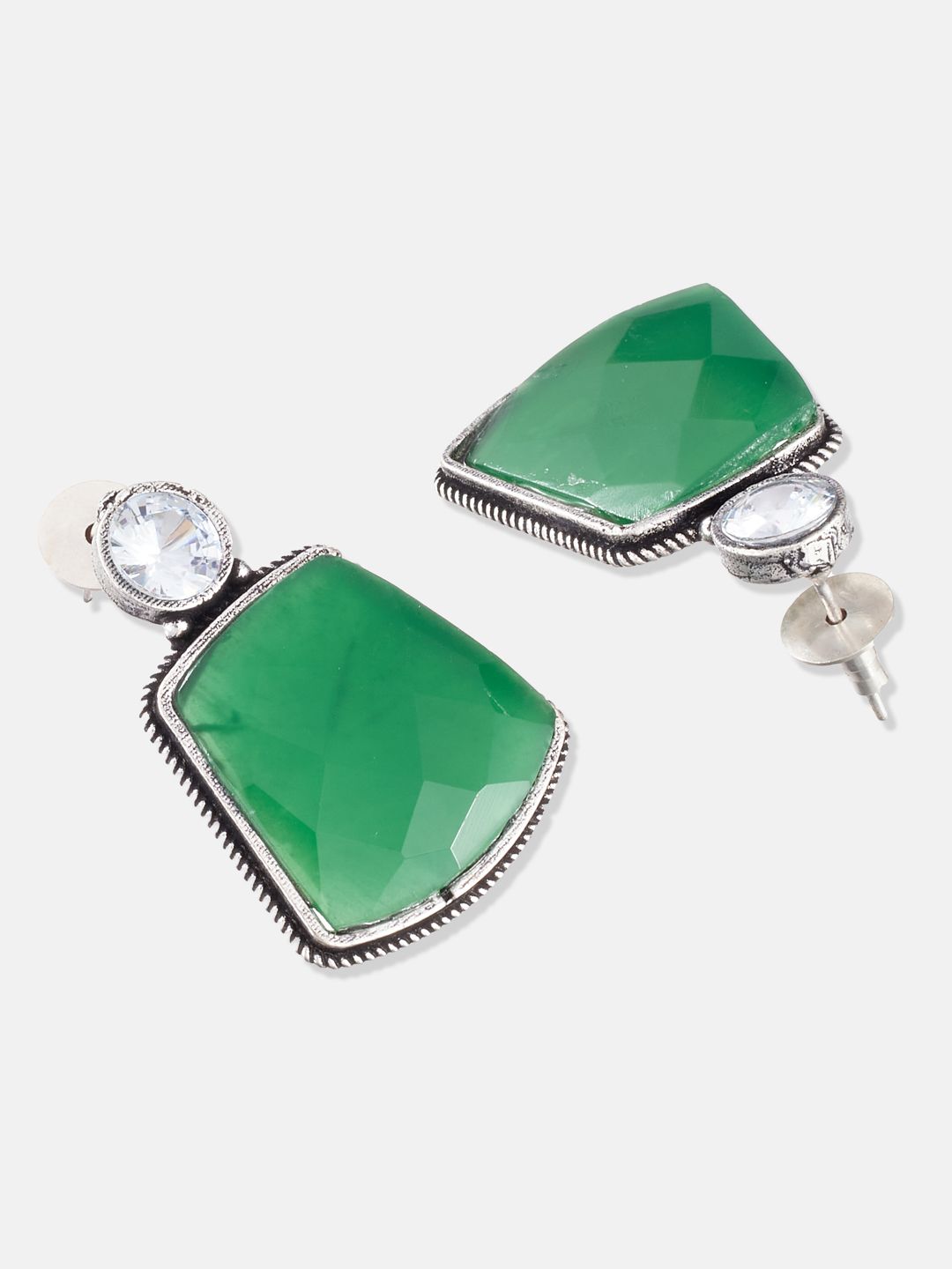 ATIBELLE Set Of 2 Silver-Plated German Silver Contemporary Drop Earrings