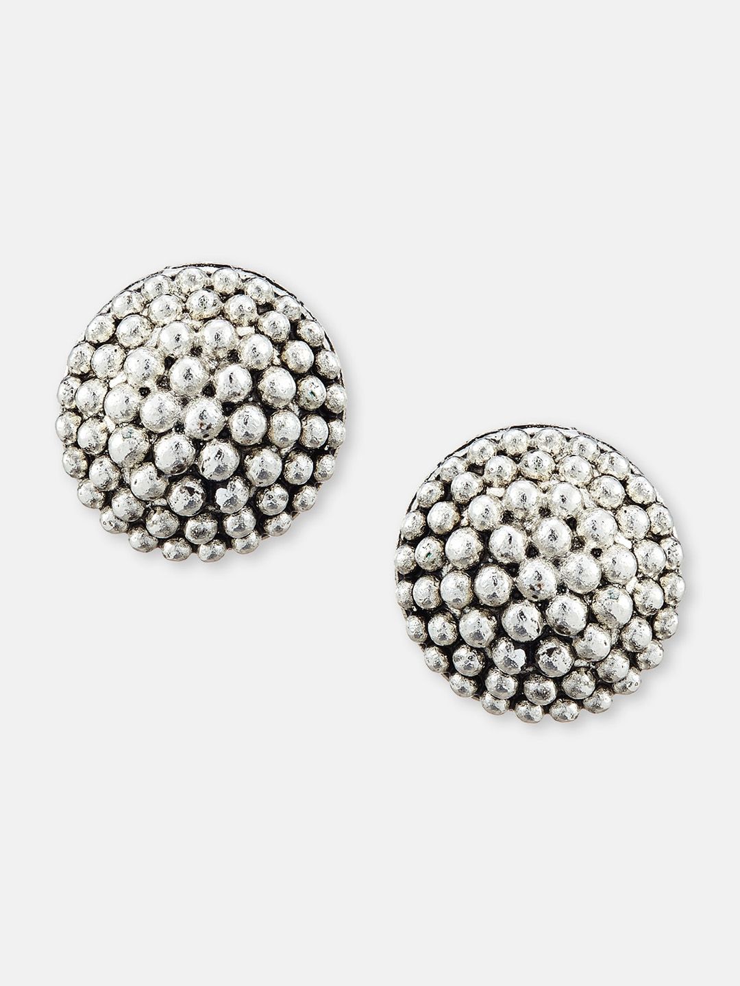 ATIBELLE Set Of 2 Silver-Plated German Silver Contemporary Studs Earrings